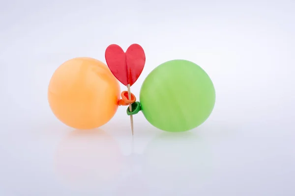 Red Heart Colorful Small Balloons White Background — Stock Photo, Image