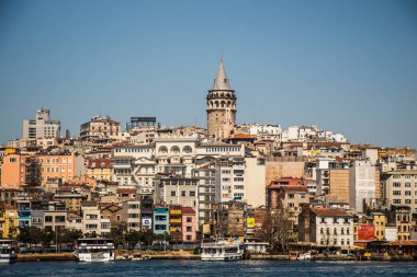 İstanbul 'da antik çağlardan kalma Galata Kulesi manzarası