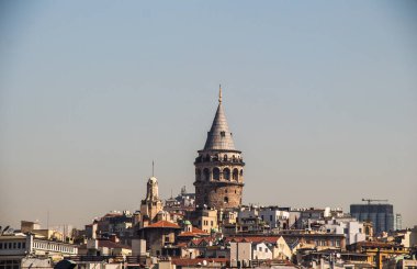 İstanbul 'da antik çağlardan kalma Galata Kulesi manzarası