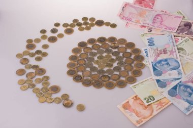 Türk Lirası para Türk Lirası banknotların yanında Hilal şekli