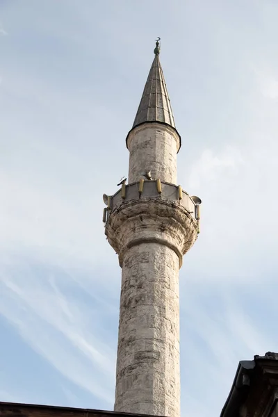 Minaret Gjord Sten Ottomanska Tiden Moskéer Sikte — Stockfoto