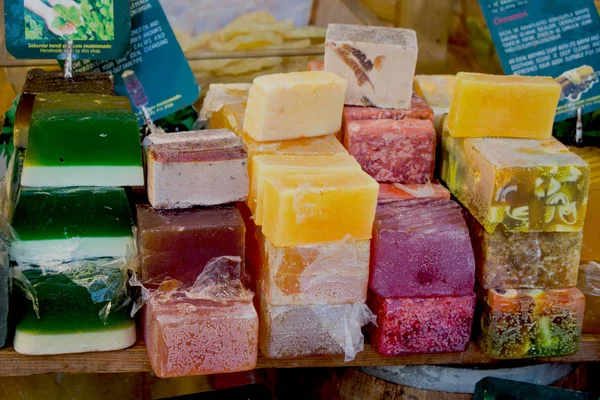 Coleção Barras Sabão Orgânico Perfumado Feito Mão — Fotografia de Stock