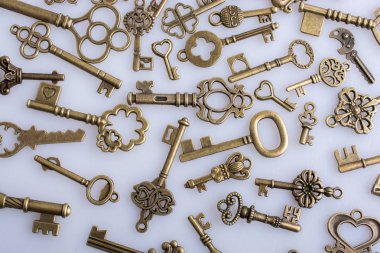 Beyaz arkaplanda Retro tarzı metal tuşlar