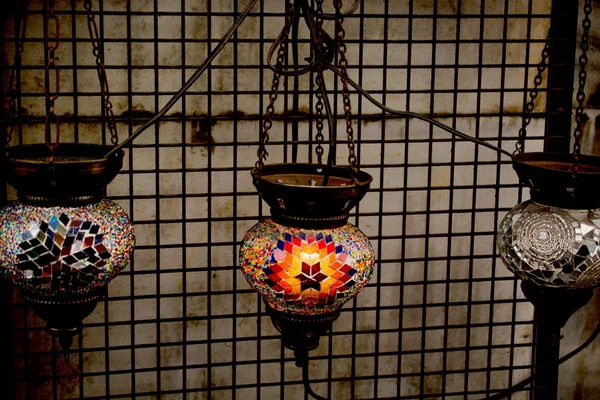 Lâmpadas Mosaico Otomano Grand Bazaar Istambul — Fotografia de Stock