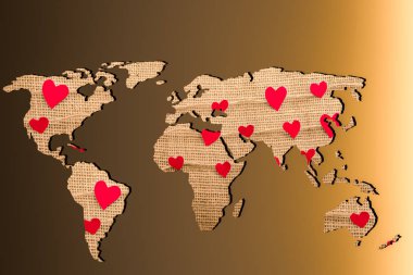 Gri arkaplan ile kabaca özetlenmiş dünya haritası