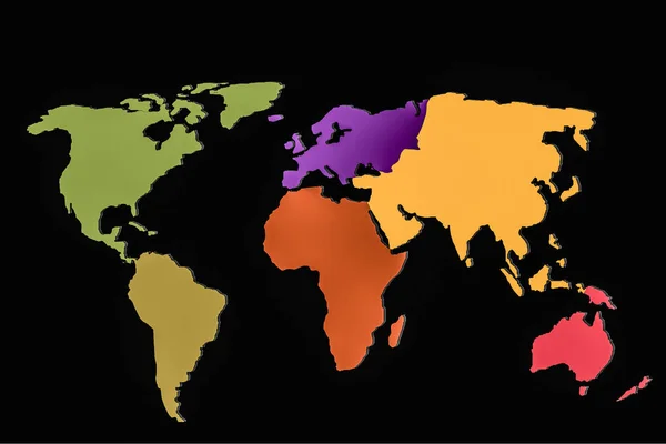 色鮮やかな背景パターンを持つ大雑把に概説された世界地図 — ストック写真