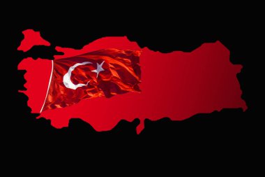 Türk Ulusal dolgular haritada Türkiye'nin kara günü bayrakları 