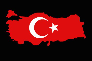 Türk Ulusal dolgular haritada Türkiye'nin kara günü bayrakları 