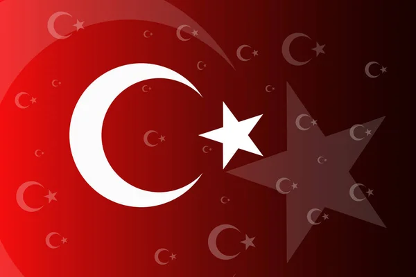 Turkish national flag with white star and moon on red background — Stock Photo, Image