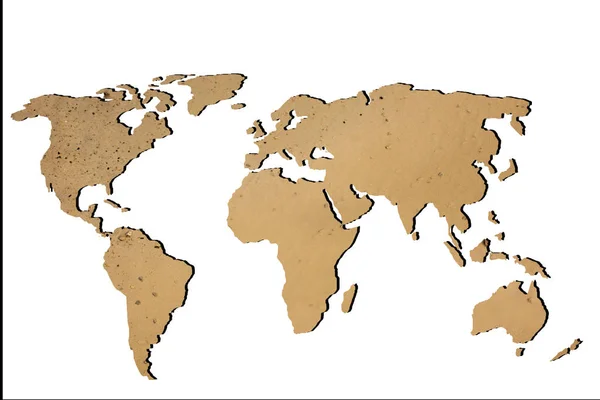 Mapa do mundo aproximadamente delineado com fundo de parede — Fotografia de Stock