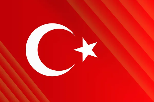 Turkish national flag with white star and moon on red background — Stock Photo, Image