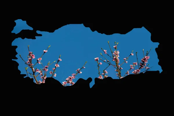 대략 꽃 정원 충전과 터키의 지도를 설명 — 스톡 사진