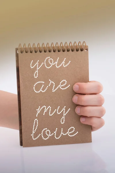 Você é o meu texto de amor no caderno na mão como cocept amor — Fotografia de Stock