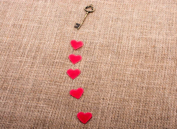 Retro styled  key and heart shapes objects