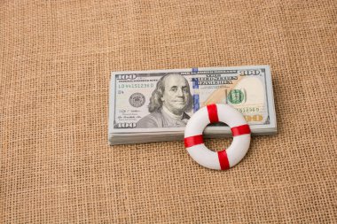 Amerikan dolarlarının banknotlarına konmuş can yelekleri