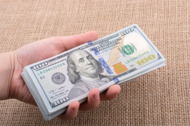 Elinde bir tomar para var.