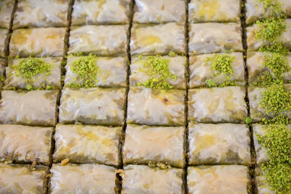 Turkish traditional baklava desert at the Market — Stock Photo, Image