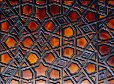 Tahtada geometrik desenli Osmanlı Türk sanatı