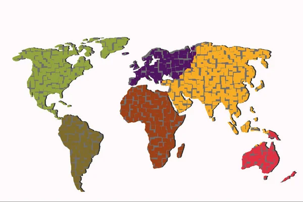 Schéma détaillé de la carte du monde en tant que concepts d'entreprise mondiaux — Photo