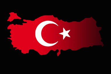 Türkiye haritasındaki Türk Ulusal bayraklar dolgular siyah