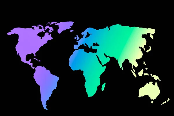 Grovt skissade ut världs karta med färgglada fyllning — Stockfoto