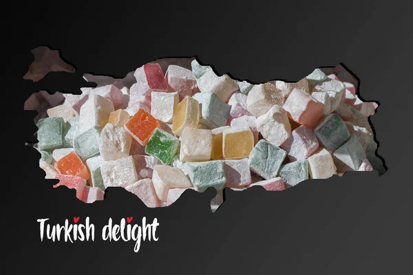 Ungefär beskrivs karta över Turkiet med Turkish delight fyllning — Stockfoto