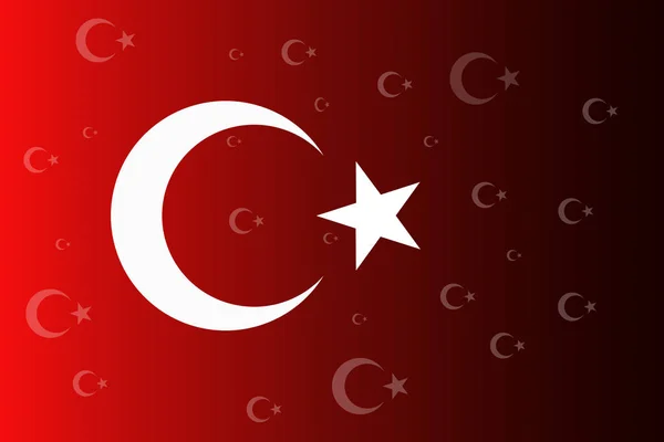 Turkish national flag with white star and moon on red background — Stock Photo, Image