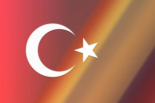 흰 별과 달이 배경에 있는 터키 국기 — 스톡 사진