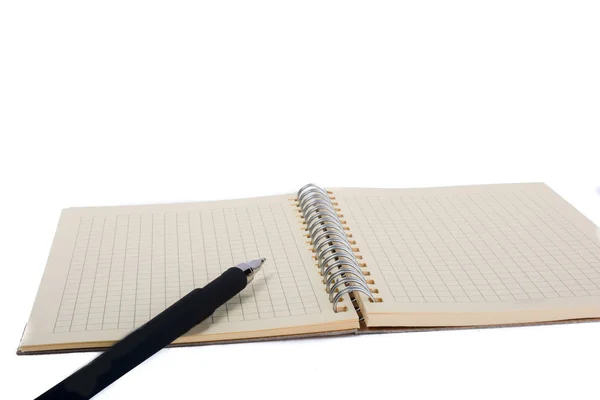 Spiraal notitieboekje en pollpoint pen — Stockfoto