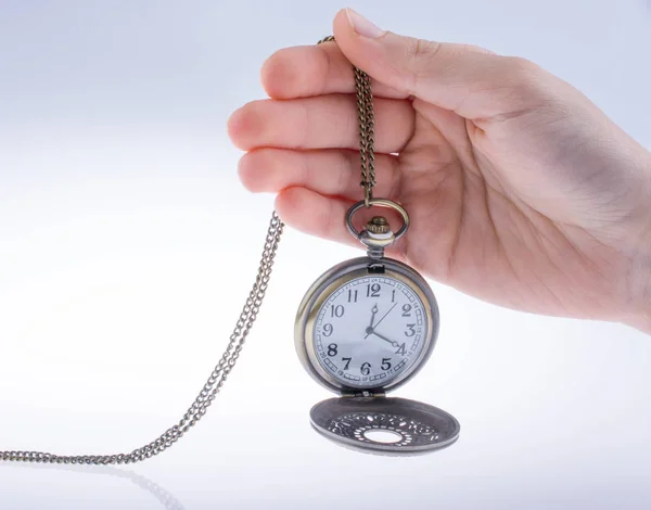 Pocket watch in hand — Stock Photo, Image