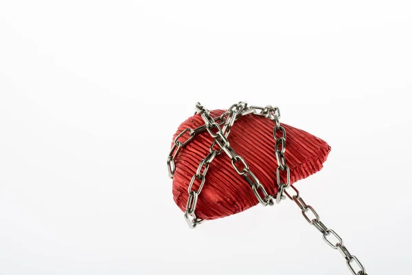 Red Color Heart Shaped Object Chain White Background — Stock Photo, Image