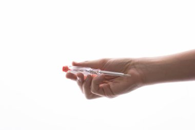 Beyaz arka plan üzerinde el tutma devre test tornavida