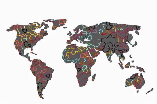 Zhruba načrtnutá mapa světa jako globální obchodní koncepce — Stock fotografie