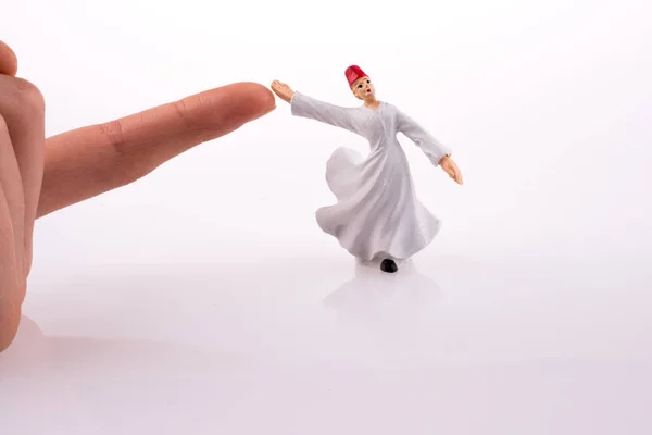 Mão Segurando Sufi Dervi Fundo Branco — Fotografia de Stock