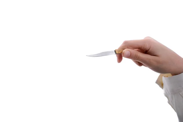 Mão segurando uma faca na mão — Fotografia de Stock