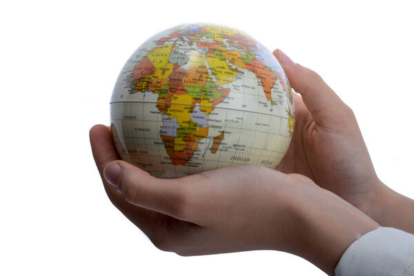 Child holding a globe