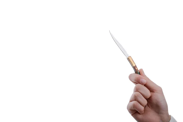 Mão segurando uma faca na mão — Fotografia de Stock
