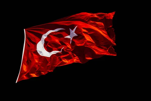 Türkische Nationalflagge mit weißem Stern und Mond im Blick — Stockfoto