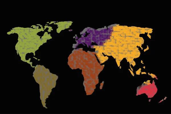 Dünya haritası kabaca küresel iş kavramları olarak çizildi — Stok fotoğraf