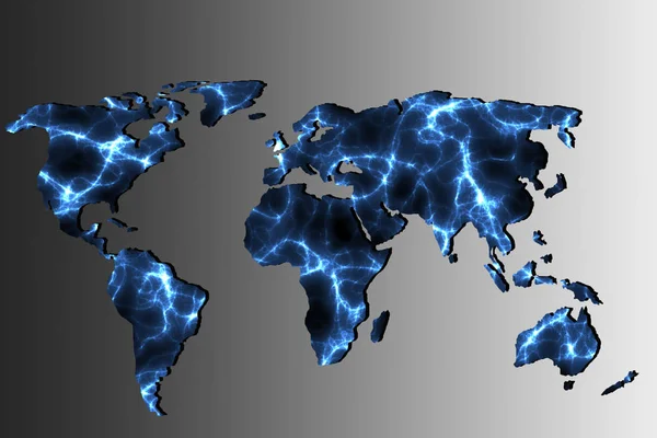 Mapa do mundo aproximadamente delineado com padrões de preenchimento — Fotografia de Stock