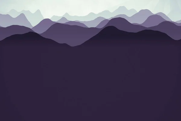Landschaft mit Silhouetten von Bergen und Wald bei Sonnenaufgang — Stockfoto