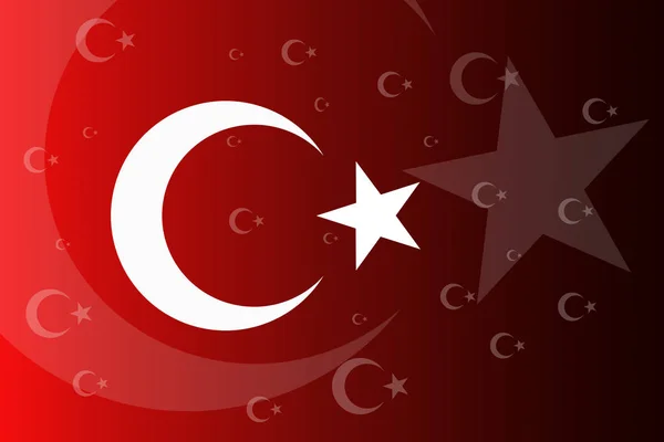 Turkish national flag with white star and moon on red background — Stock Photo, Image