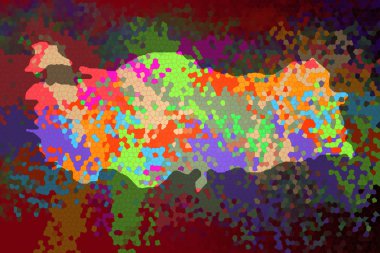 Renkli resim ile Türkiye'nin kabaca özetlenen haritası