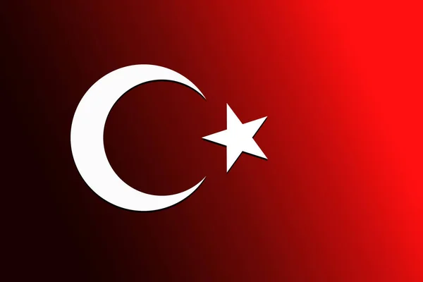 Drapeau national turc avec étoile blanche et lune sur fond rouge — Photo