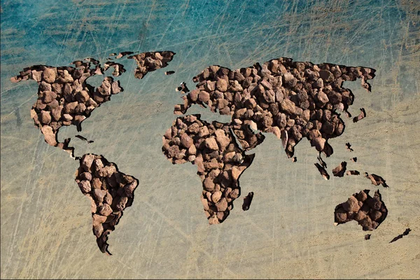 Mappa del mondo ruvida come concetto globale di business e istruzione — Foto Stock
