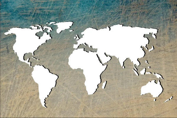 Mapa do mundo aproximadamente delineado com fundo branco — Fotografia de Stock