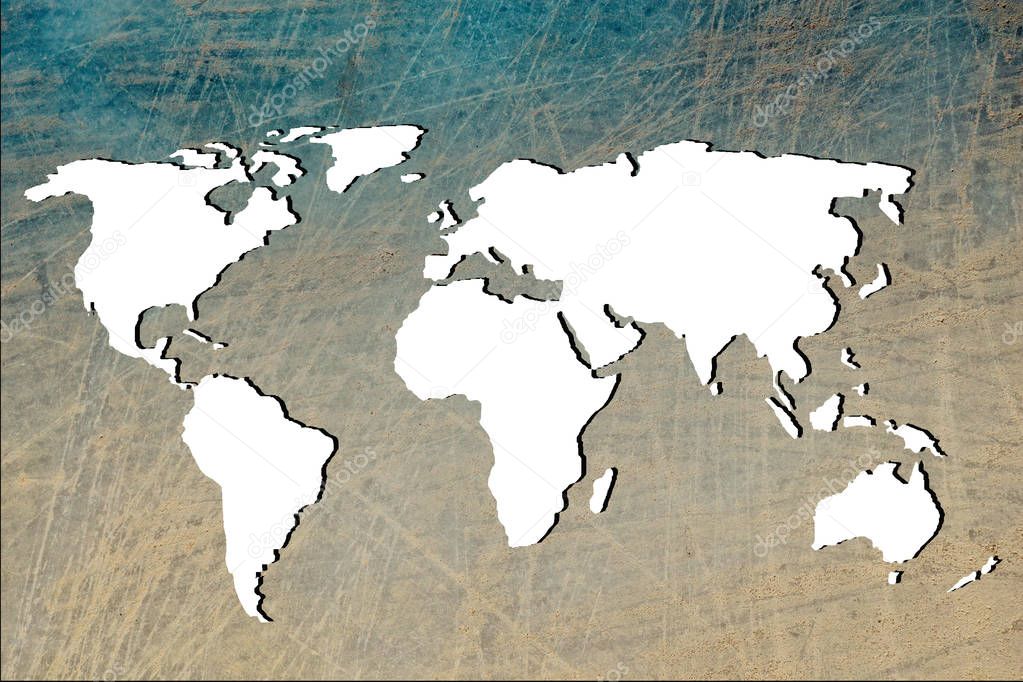 Roughly outlined world map with white background