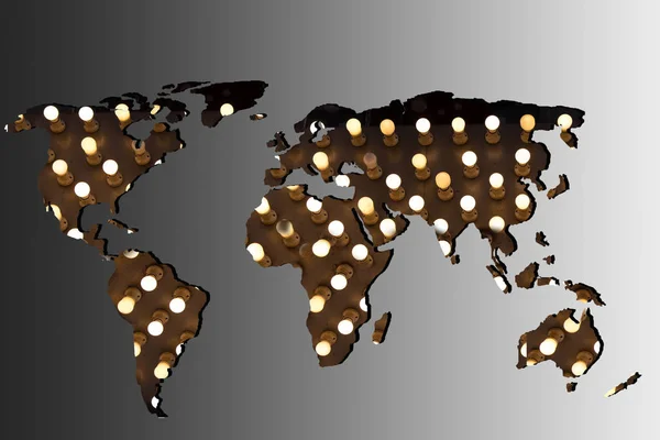 빛을 채우는 세계 지도를 대략적으로 설명 — 스톡 사진