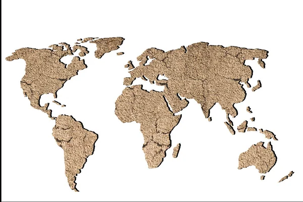 Carte du monde approximativement esquissée avec remplissage de roche — Photo