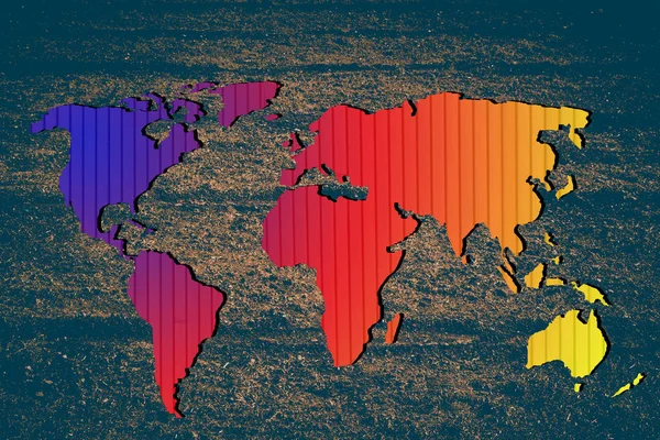 Zhruba načrtnutá mapa světa jako globální obchodní koncepce — Stock fotografie